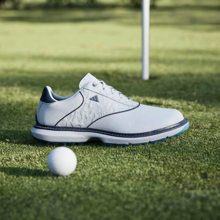 Adidas MC70 White/Lucid Ray Blue Spikeless Golf Shoe
