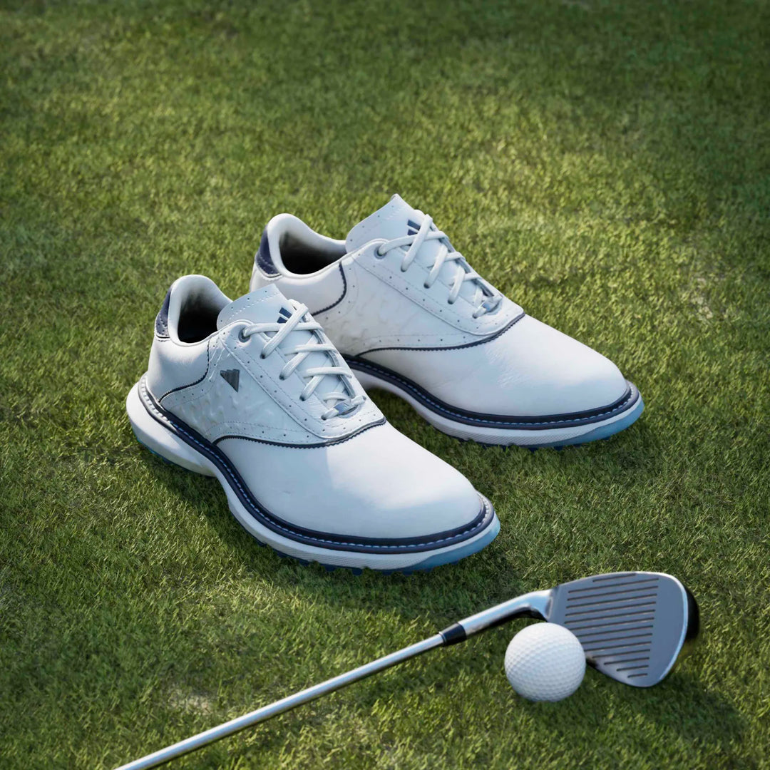 Adidas MC70 White/Lucid Ray Blue Spikeless Golf Shoe