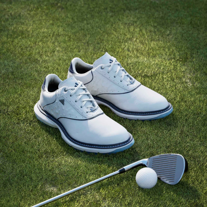 Adidas MC70 White/Lucid Ray Blue Spikeless Golf Shoe