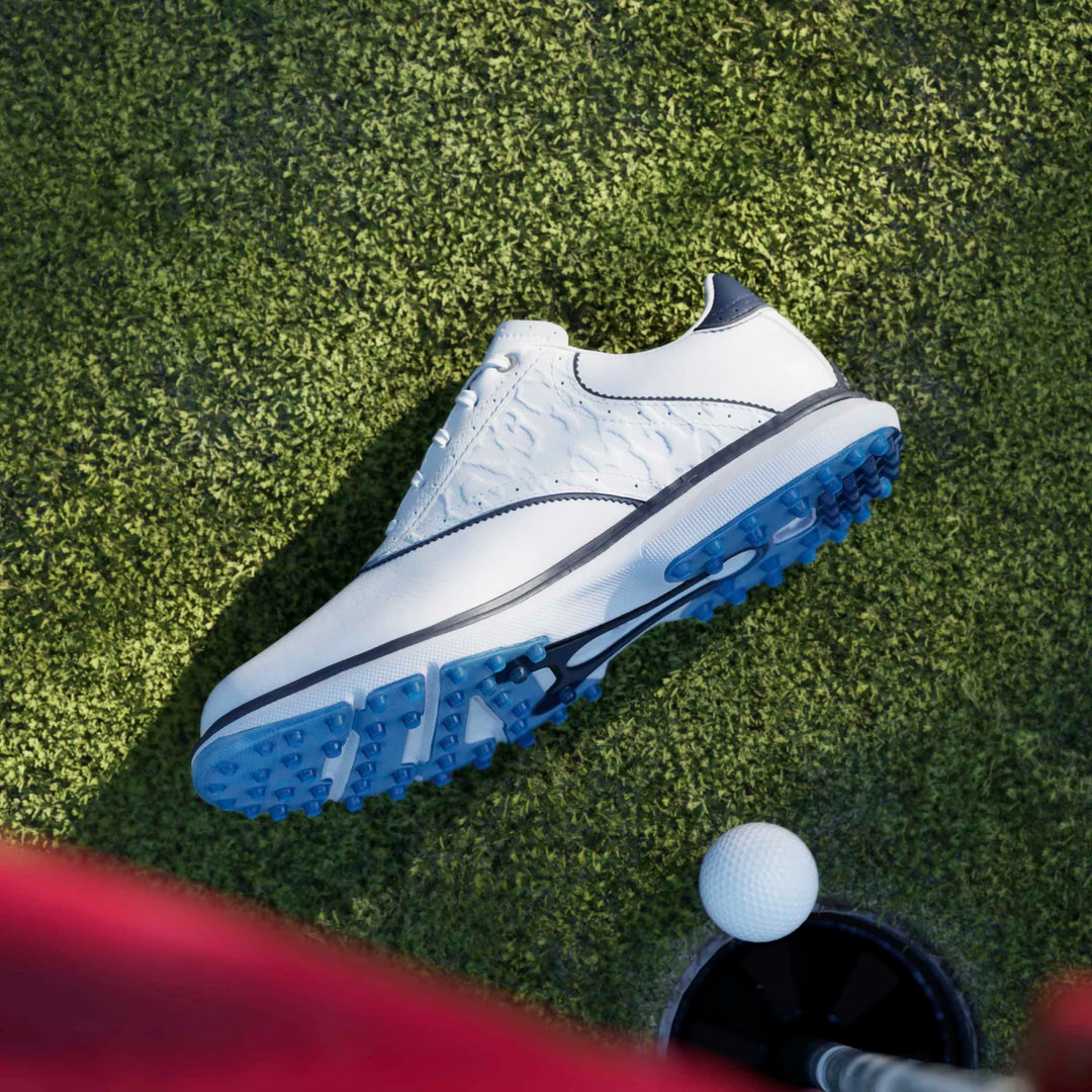 Adidas MC70 White/Lucid Ray Blue Spikeless Golf Shoe