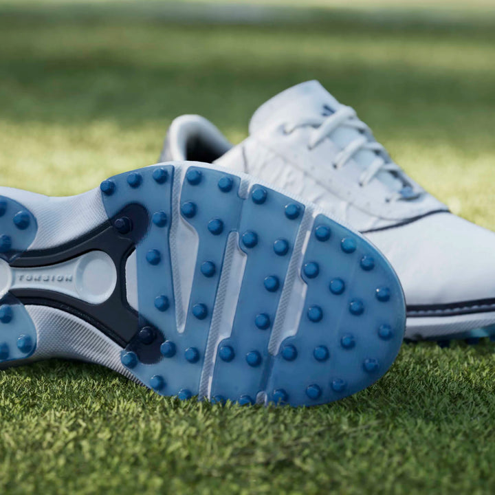 Adidas MC70 White/Lucid Ray Blue Spikeless Golf Shoe