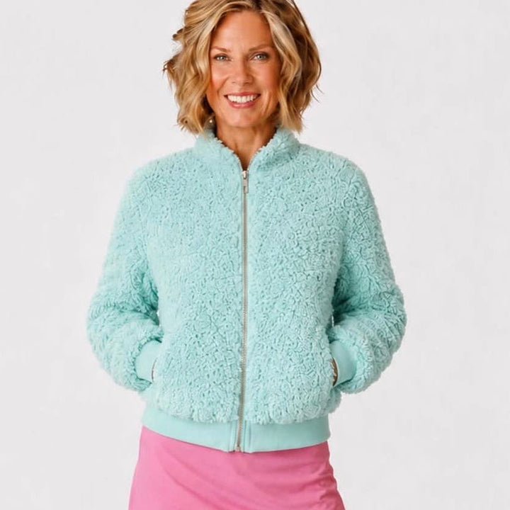 Danni Bomber Mint Julep Sherpa Jacket