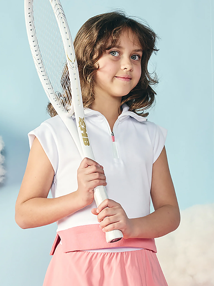 GARB Jemma White/Flamingo Youth Polo