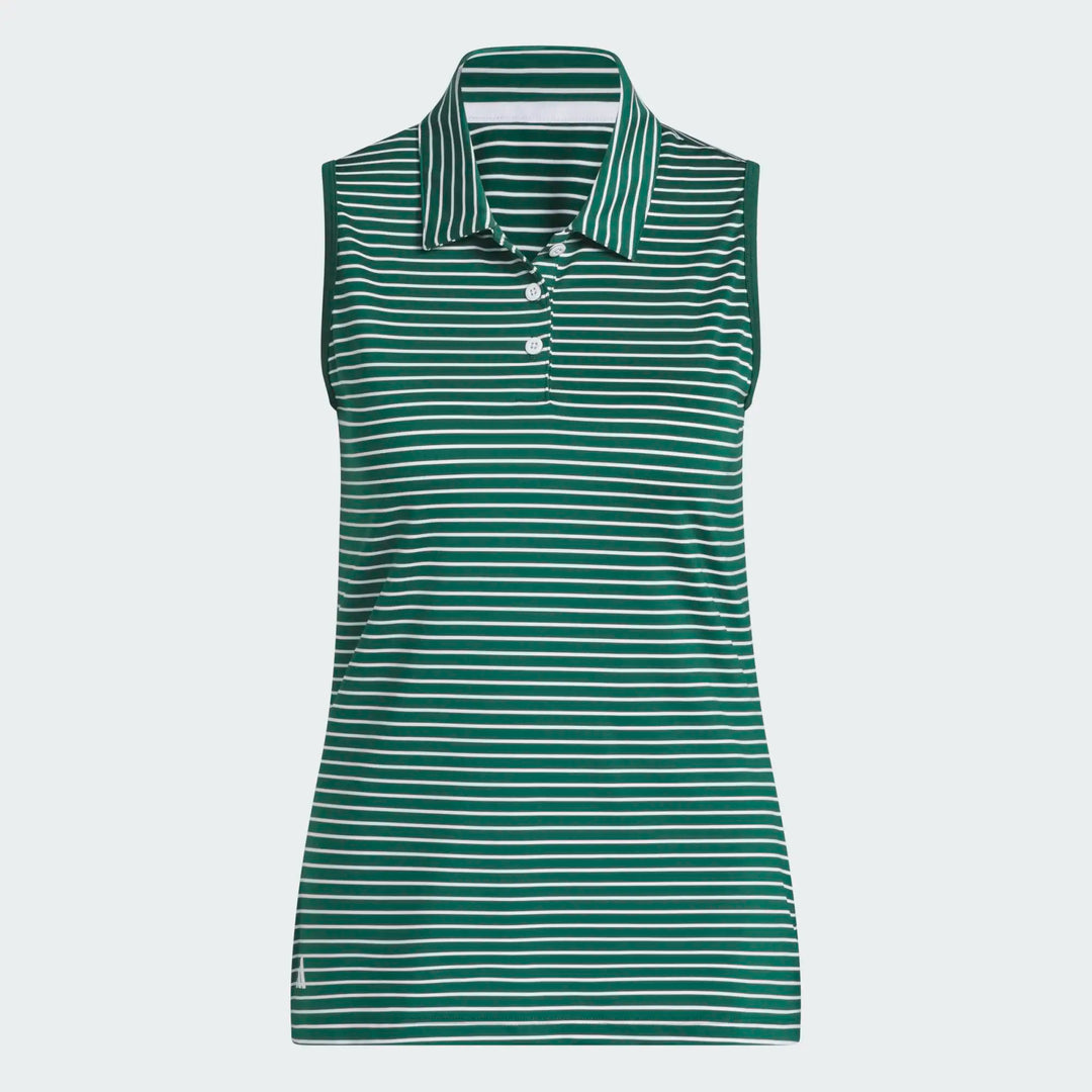 Adidas Performance Stripe Collegiate Green Sleeveless Polo [SS26]