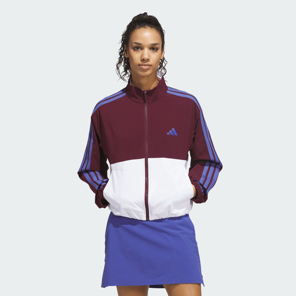Adidas Beyond The Course Maroon Color Block Twistweave Jacket
