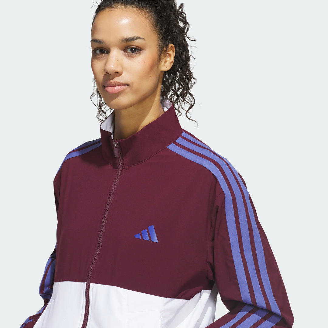 Adidas Beyond The Course Maroon Color Block Twistweave Jacket