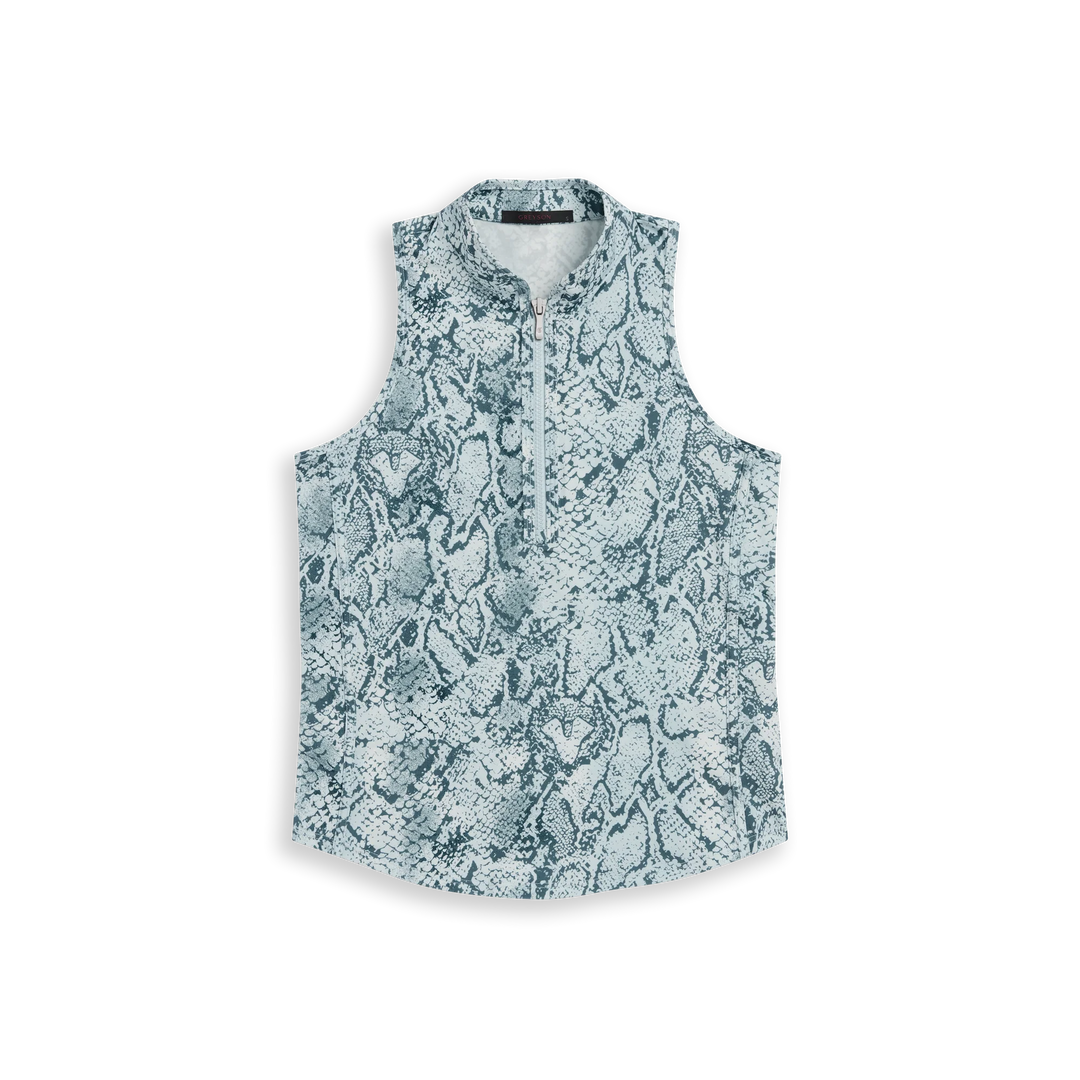 Greyson Wolf Scales Sleeveless Vesta Mock Neck Top