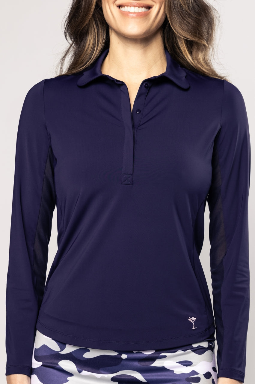Golftin Darling Long Sleeve Navy Polo