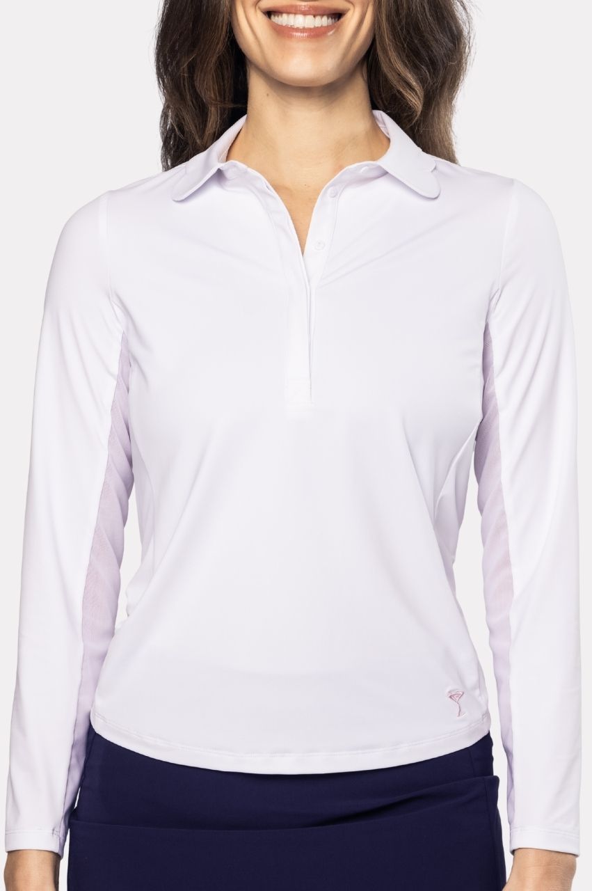 Golftin Darling Long Sleeve White Polo