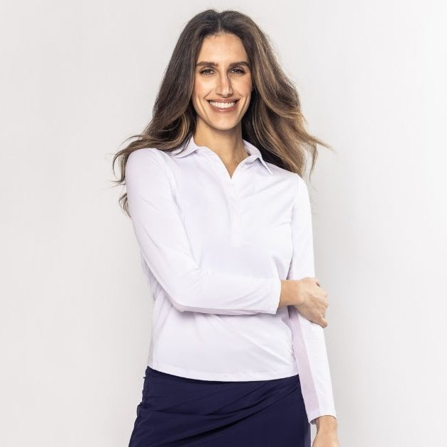 Golftin Darling Long Sleeve White Polo