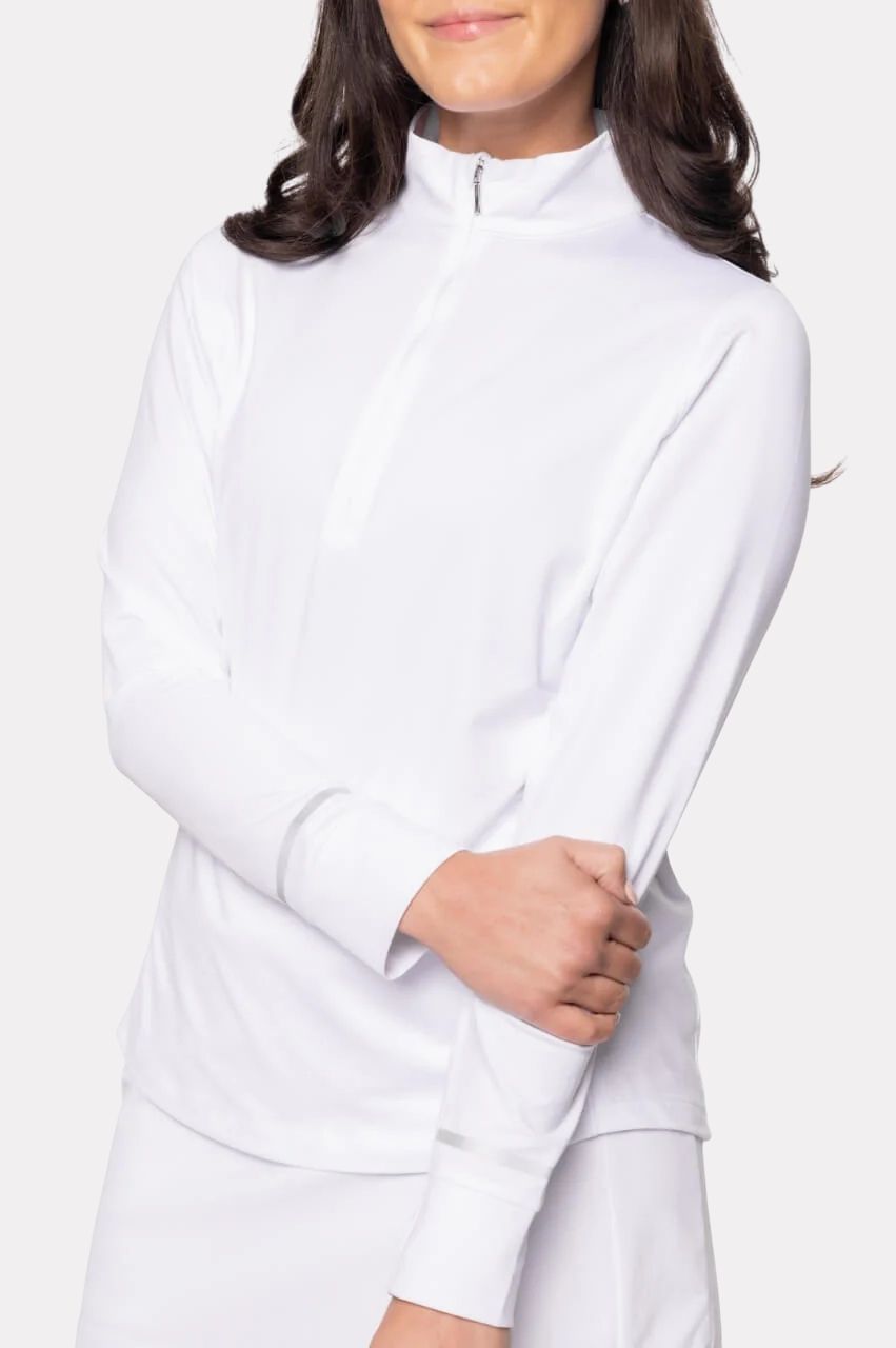 Golftini Fabulous Long Sleeve White Fabulous Mock Pullover