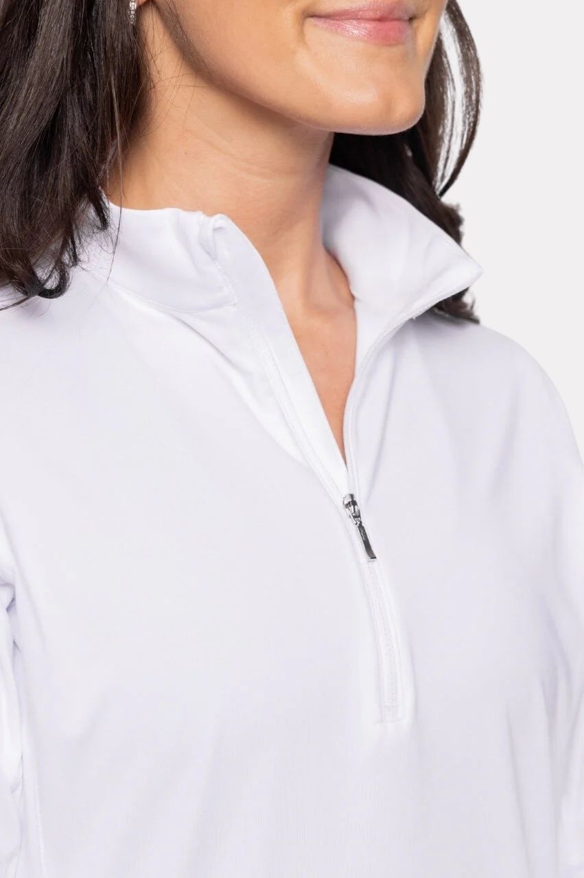 Golftini Fabulous Long Sleeve White Fabulous Mock Pullover