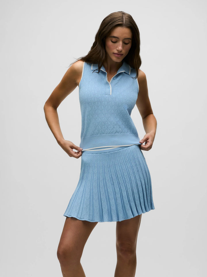 Greyson Pointelle Wolf Blue Sleeveless Polo