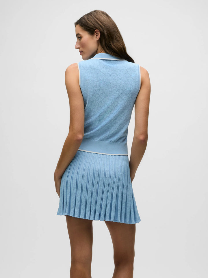 Greyson Pointelle Wolf Blue Sleeveless Polo