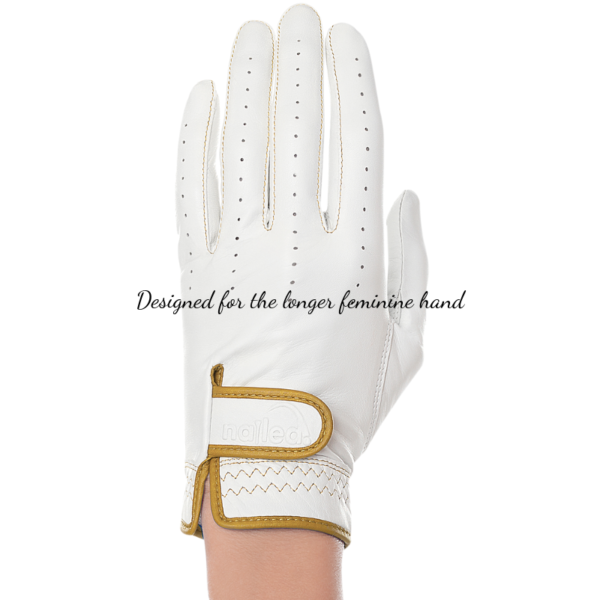Premium Leather White Elongated Golf Gloves