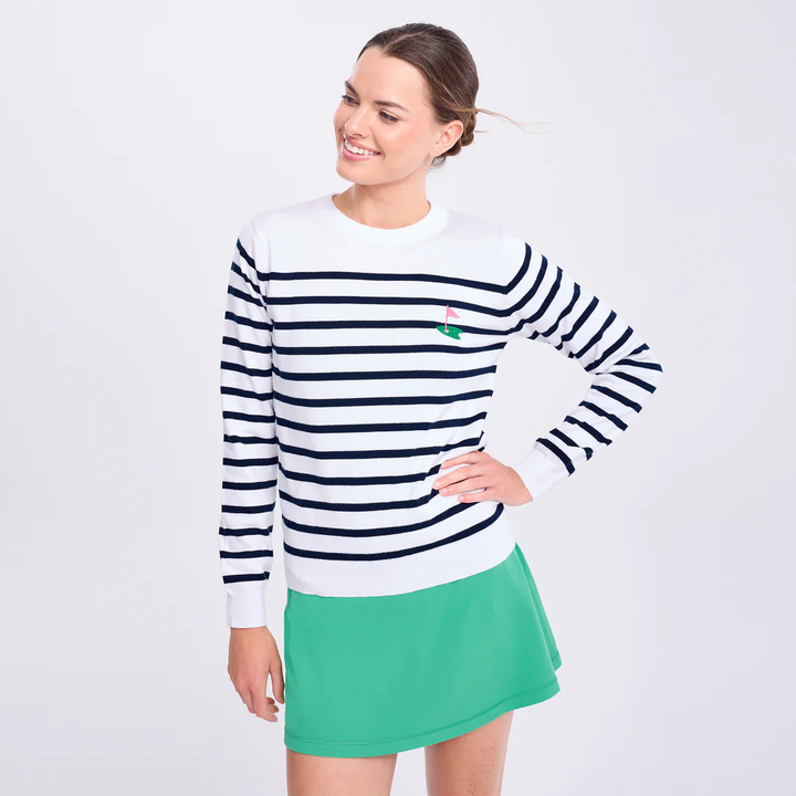 Ame &amp; Lulu Club Sport Navy Fairway Stripe Sweater