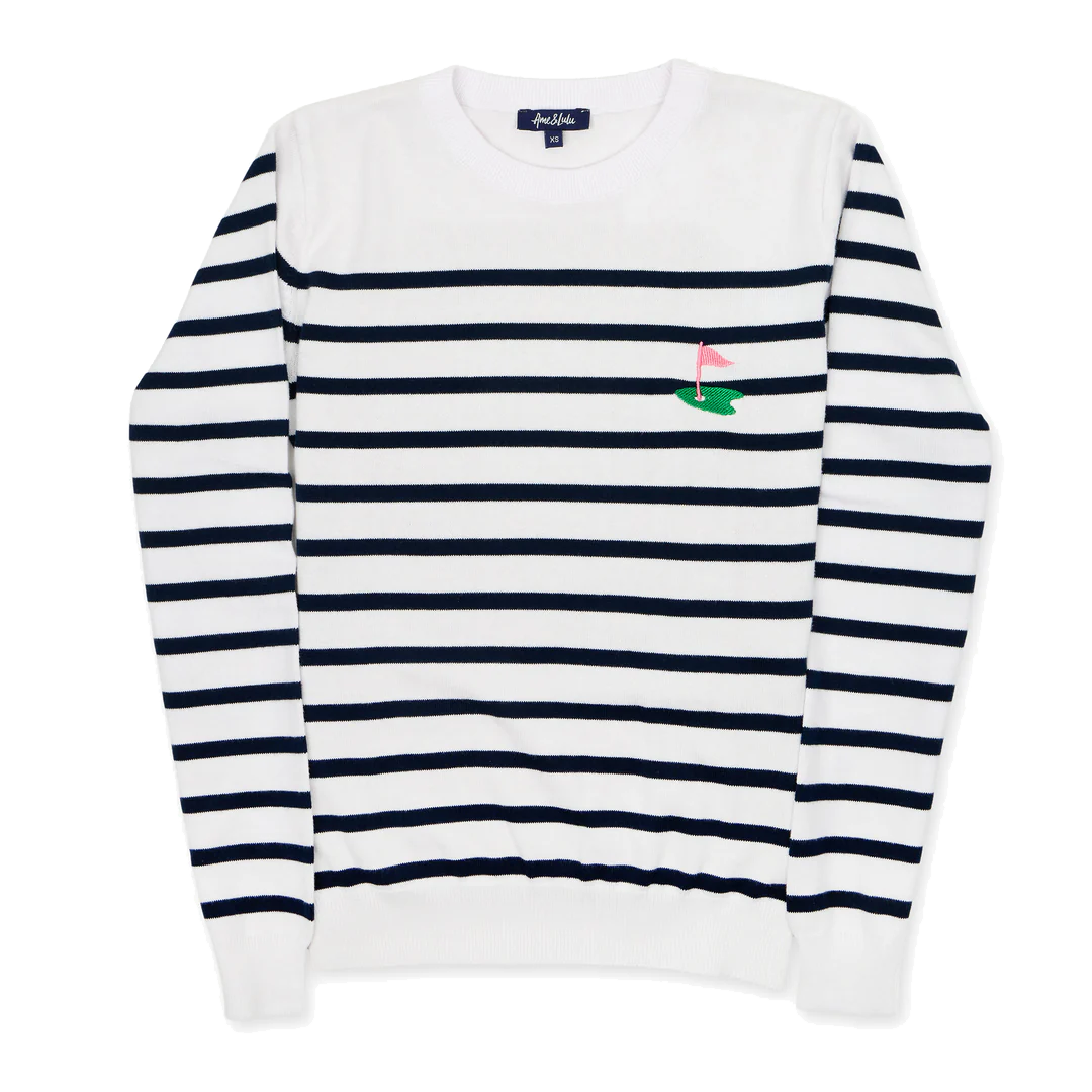 Ame &amp; Lulu Club Sport Navy Fairway Stripe Sweater