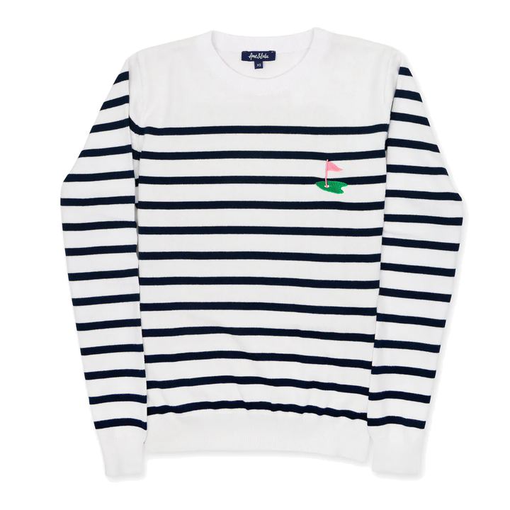Ame &amp; Lulu Club Sport Navy Fairway Stripe Sweater