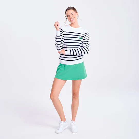 Ame &amp; Lulu Club Sport Navy Fairway Stripe Sweater