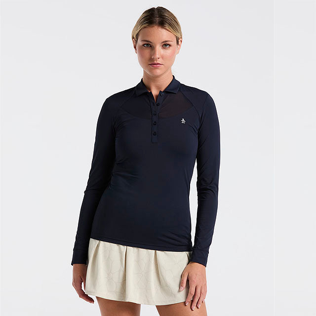 Original Penguin Mesh Yoke Long Sleeve Polo