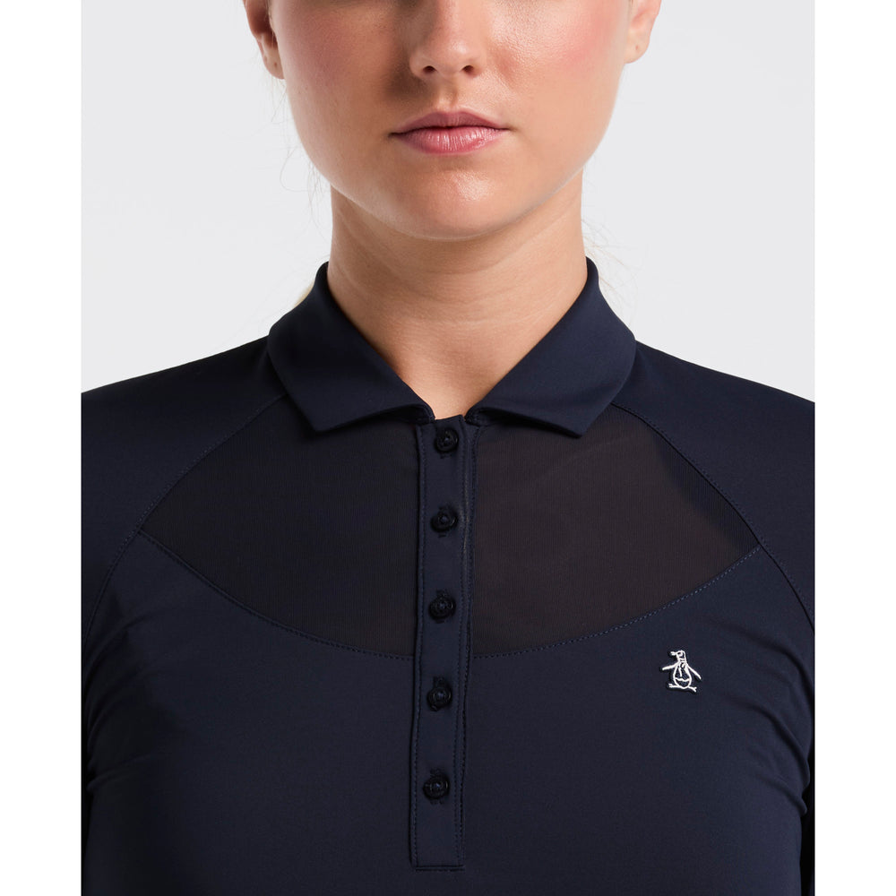 Original Penguin Mesh Yoke Long Sleeve Polo