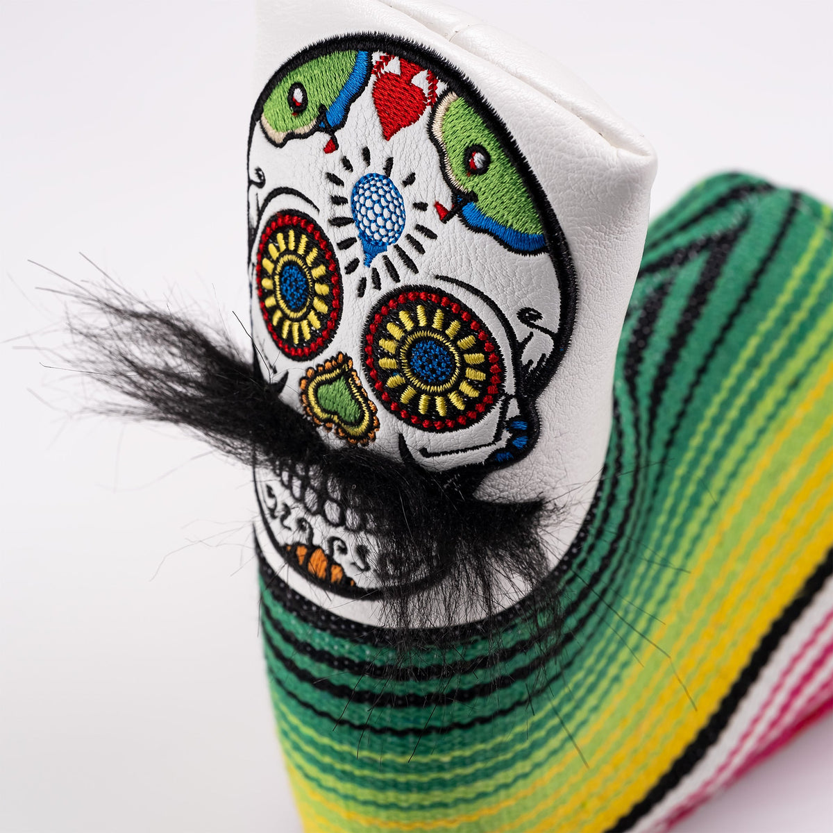 Pins & Aces Mustache Sugar Skull - Blade Putter Cover White