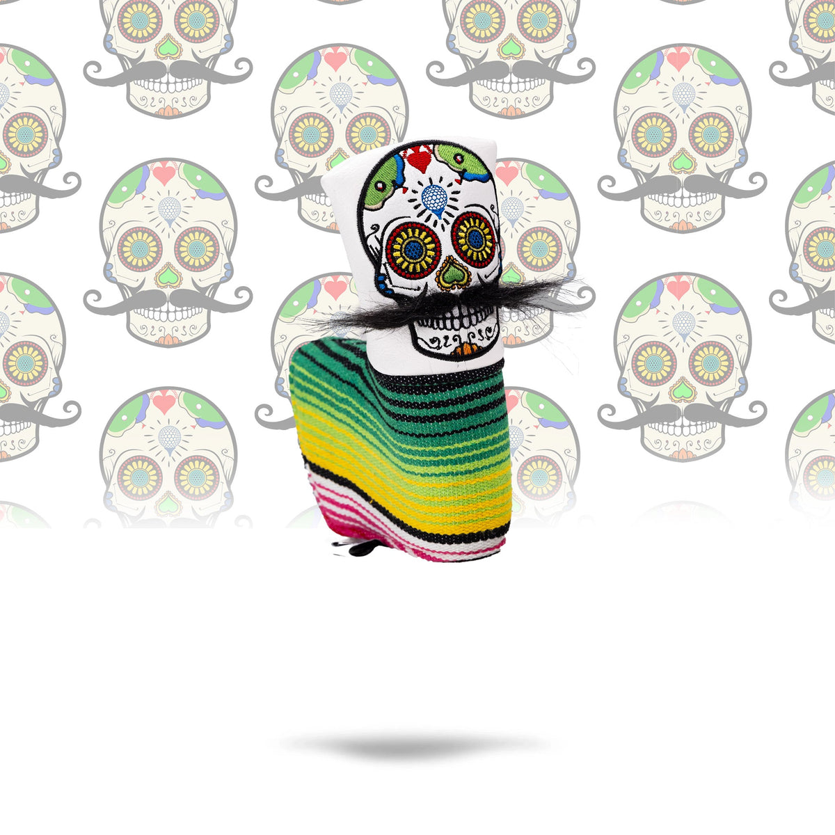 Pins & Aces Mustache Sugar Skull - Blade Putter Cover White