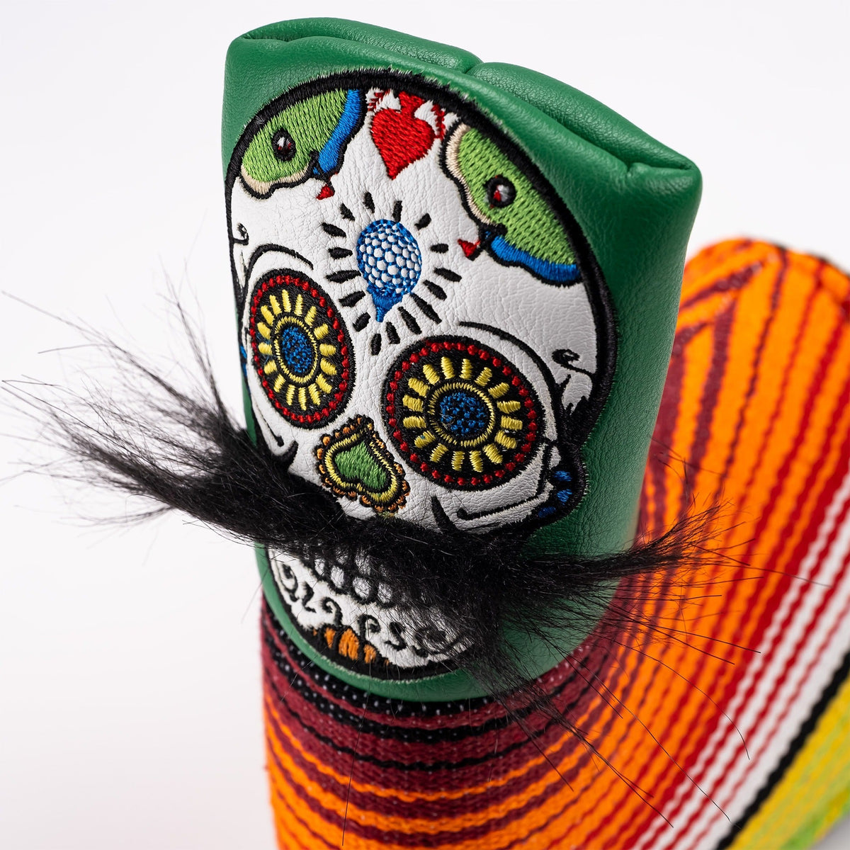 Pins & Aces Mustache Sugar Skull - Blade Putter Cover Green