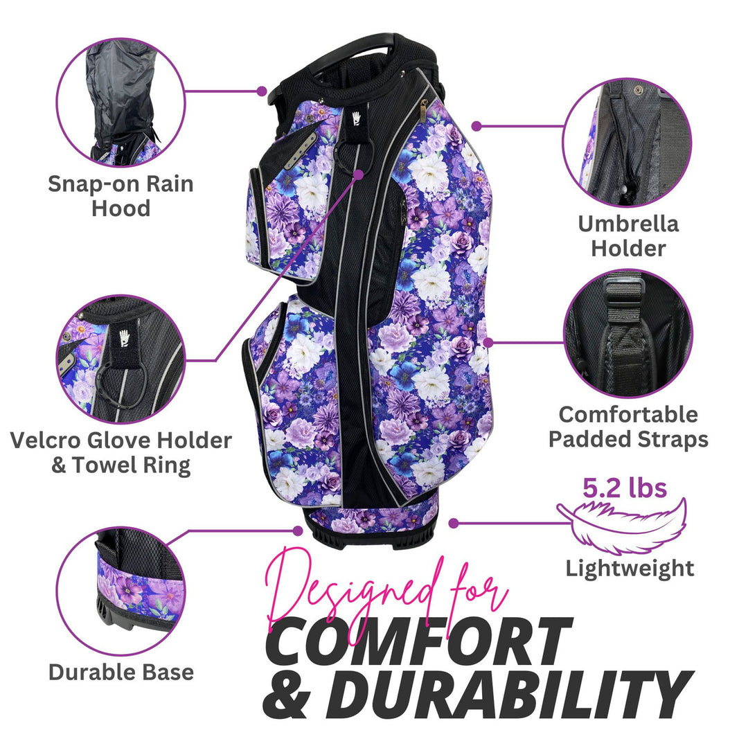 Taboo Fashions Purple Petals 14-Way Lightweight Cart Bag