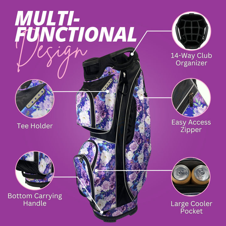 Taboo Fashions Purple Petals 14-Way Lightweight Cart Bag