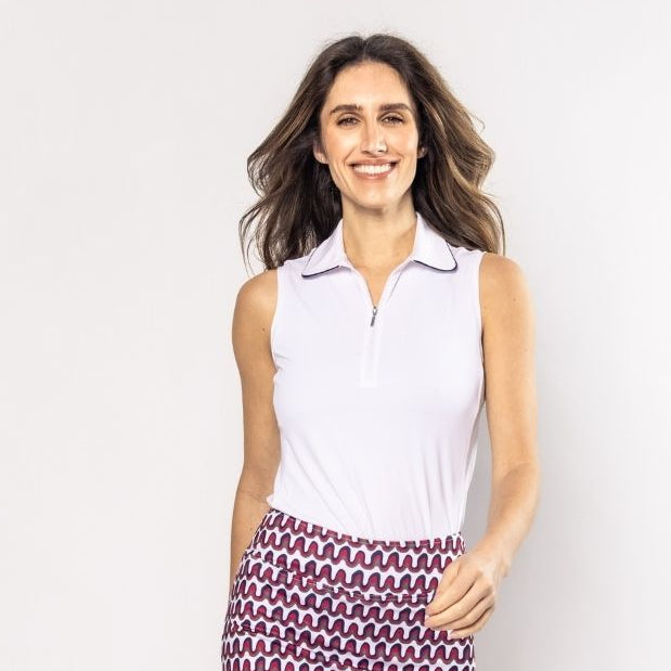 Golftini Capri White/Navy Sleeveless Polo