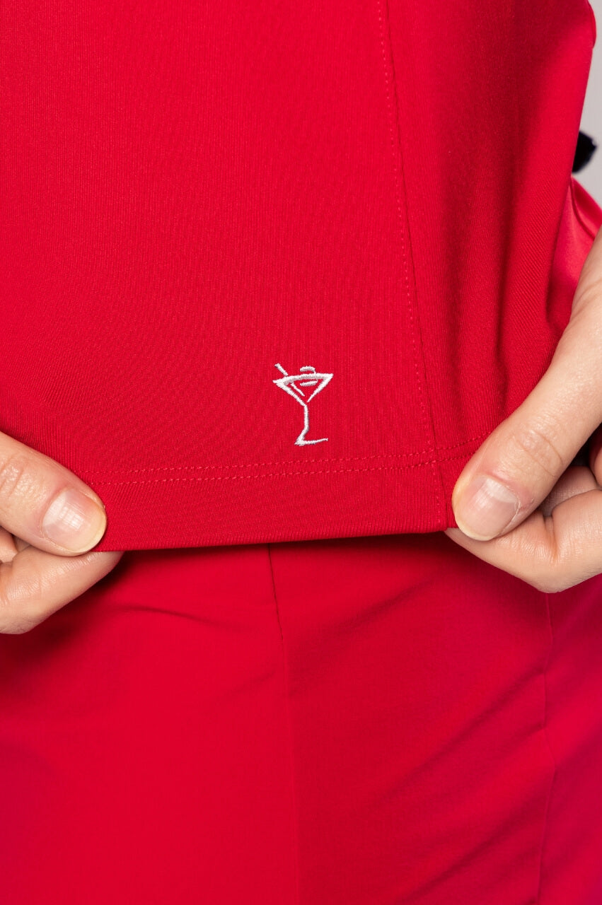 Golftini Classic Sleeveless Red Zip Polo