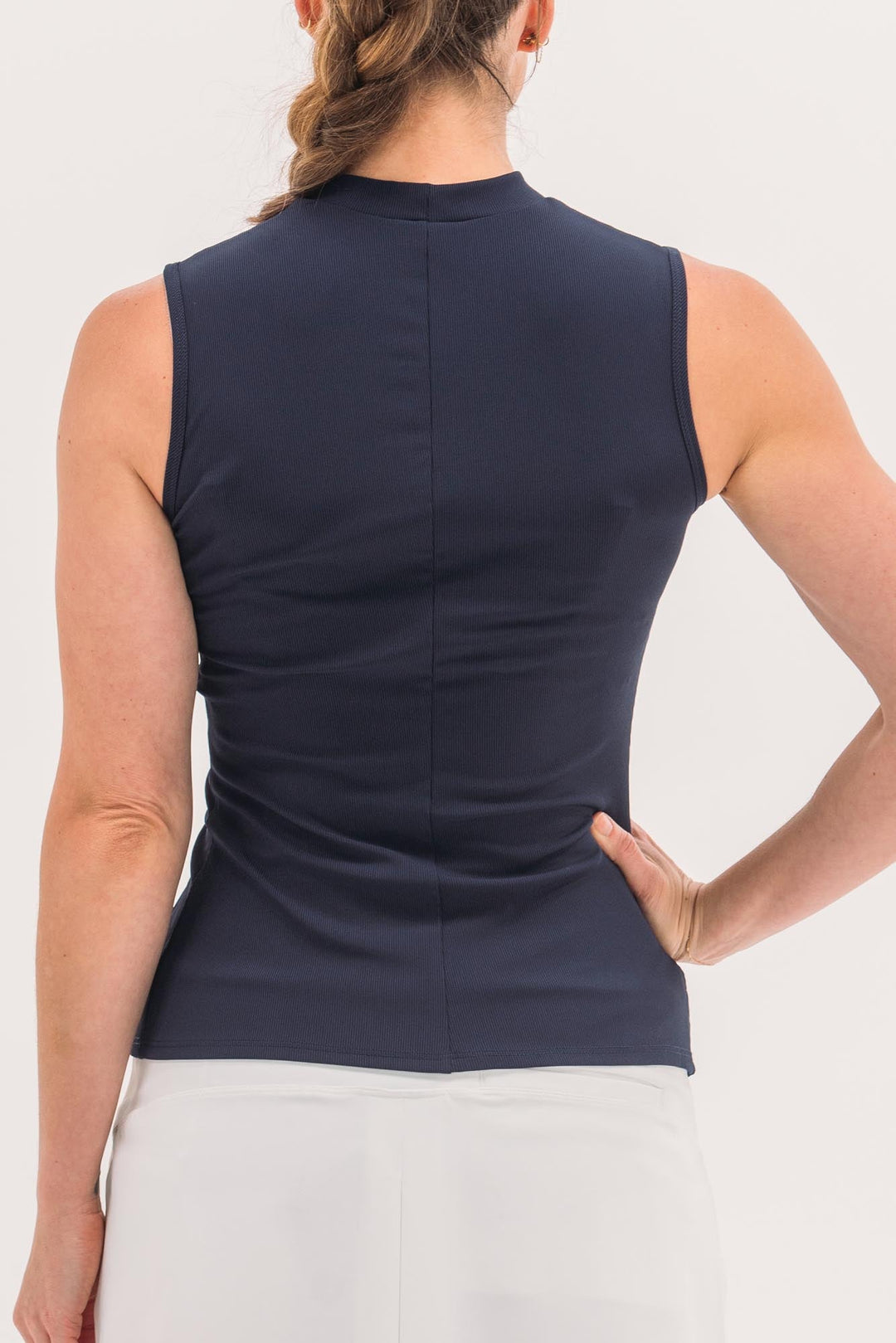 Foray Golf Rib Sleeveless Mock Neck Top