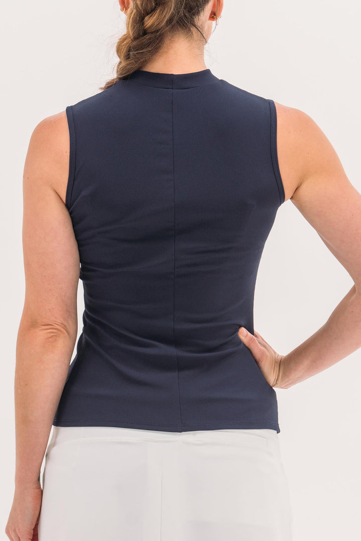 Foray Golf Rib Sleeveless Mock Neck Top
