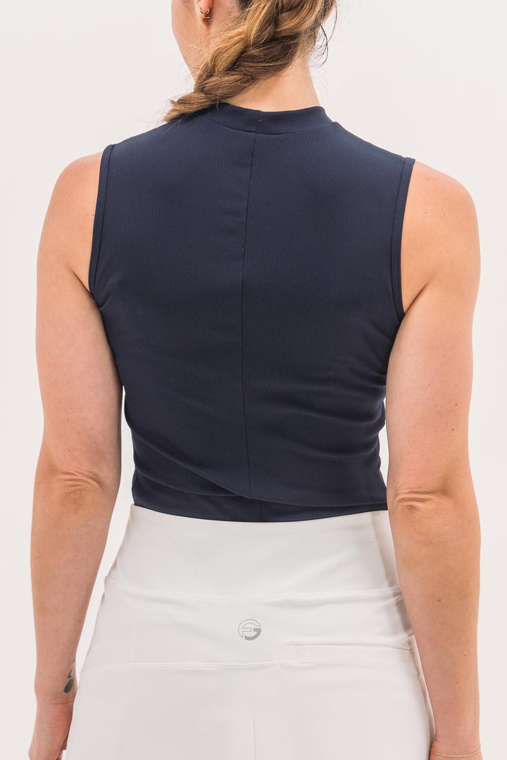 Foray Golf Rib Sleeveless Mock Neck Top