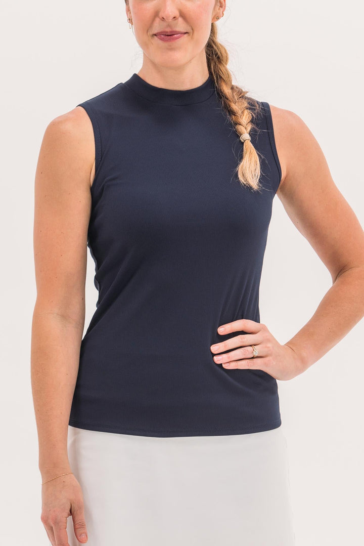 Foray Golf Rib Sleeveless Mock Neck Top