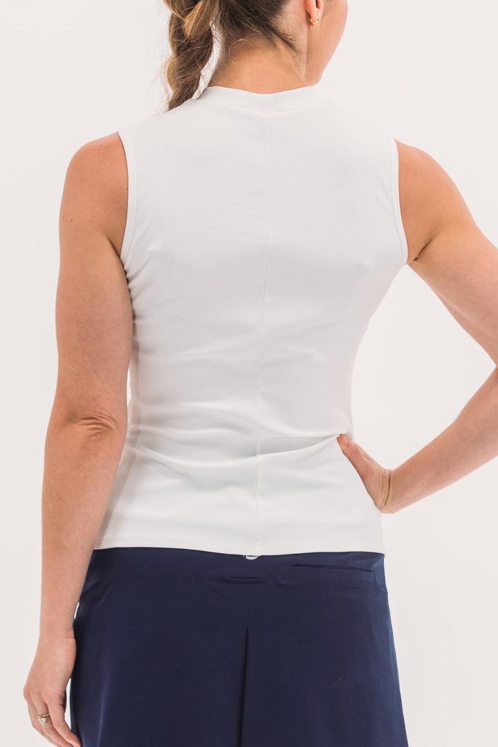 Foray Golf Rib Sleeveless Mock Neck Top