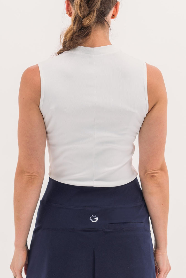 Foray Golf Rib Sleeveless Mock Neck Top