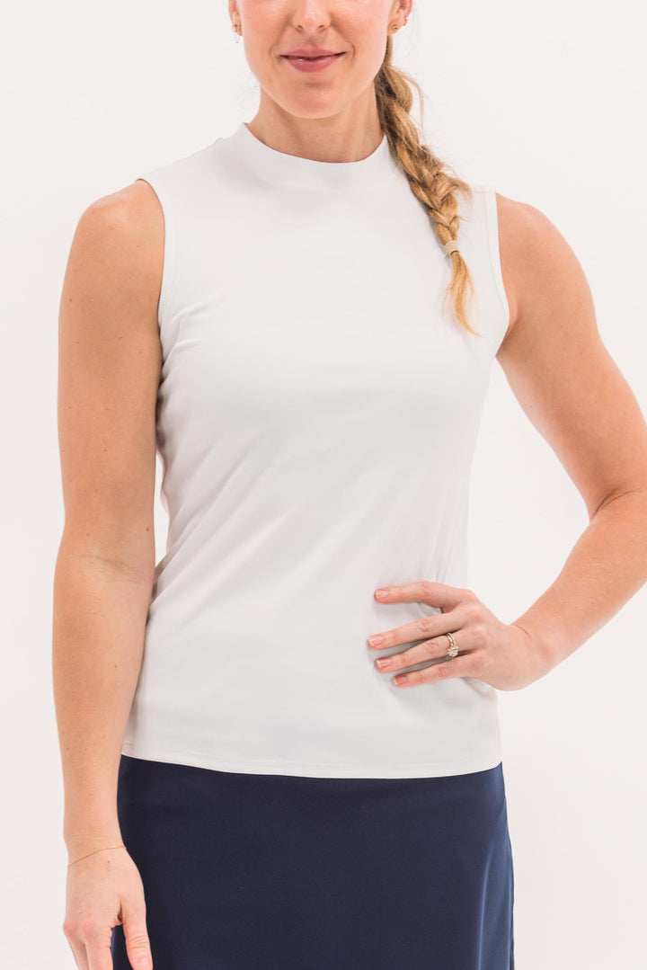 Foray Golf Rib Sleeveless Mock Neck Top