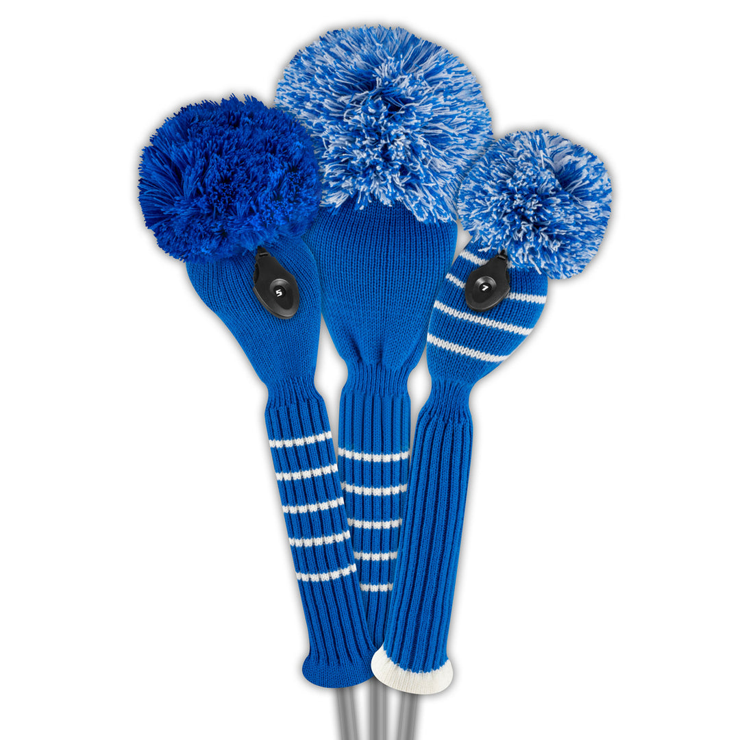 Just4Golf Royal Knit Headcovers With Pom