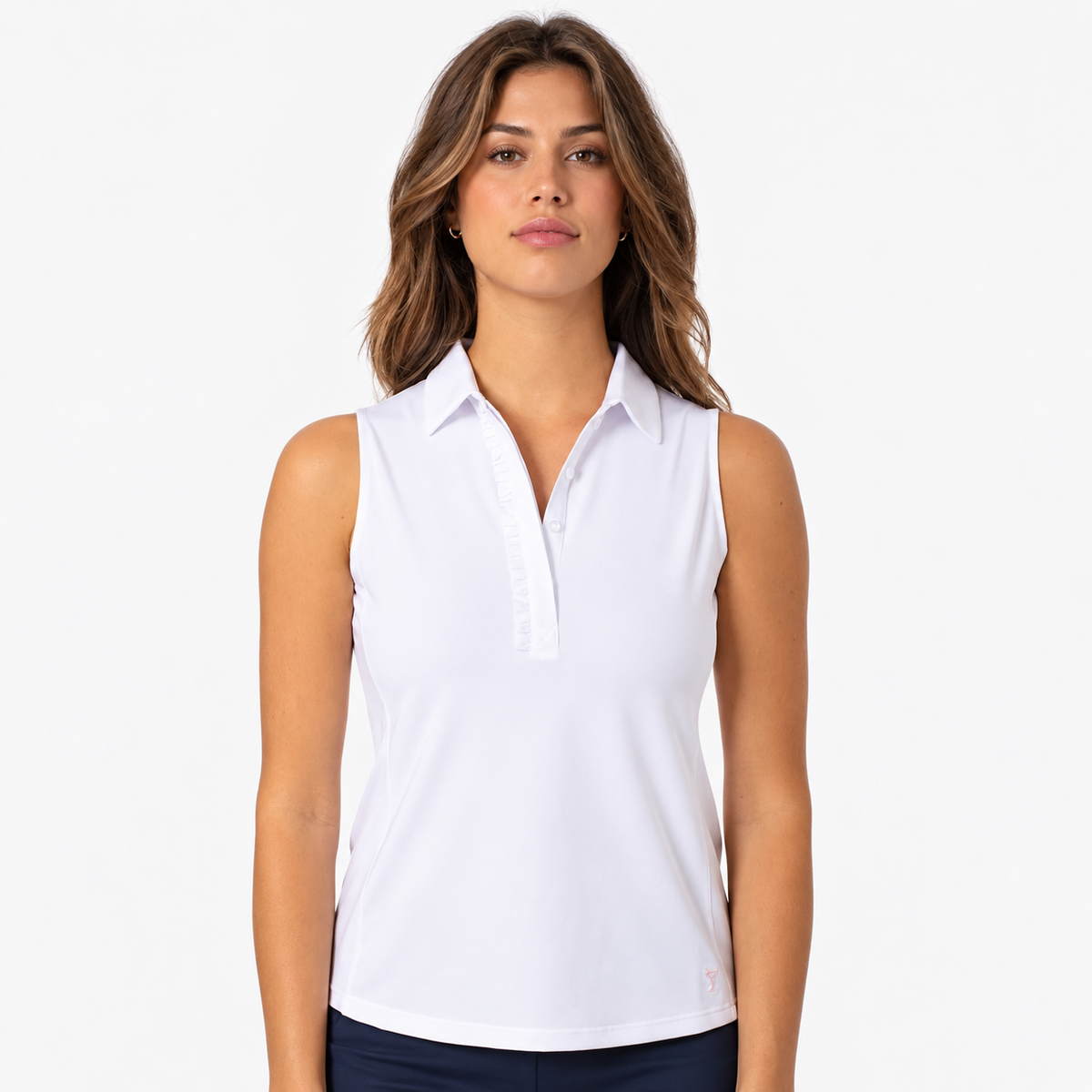 Golftini Ruffle Sleeveless White Polo