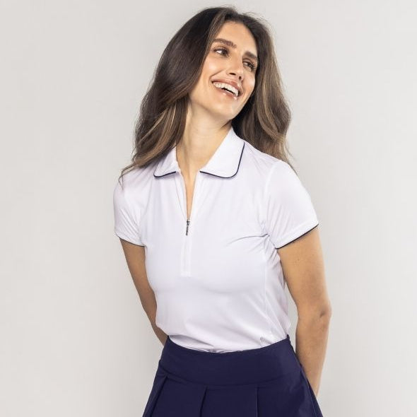 Golftini Capri Short Sleeve White/Navy Polo