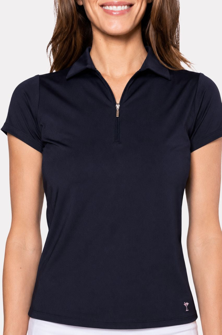 Golftini Classic Short Sleeve Navy Zip Polo