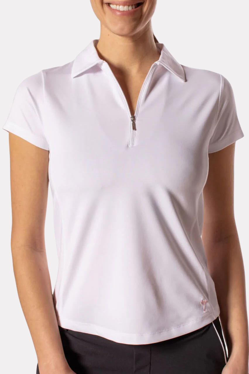 Golftini Classic Short Sleeve White Zip Polo