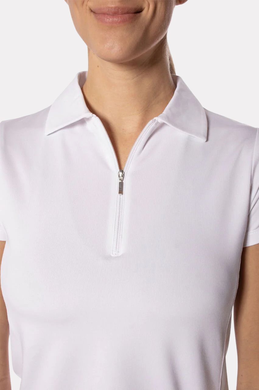 Golftini Classic Short Sleeve White Zip Polo