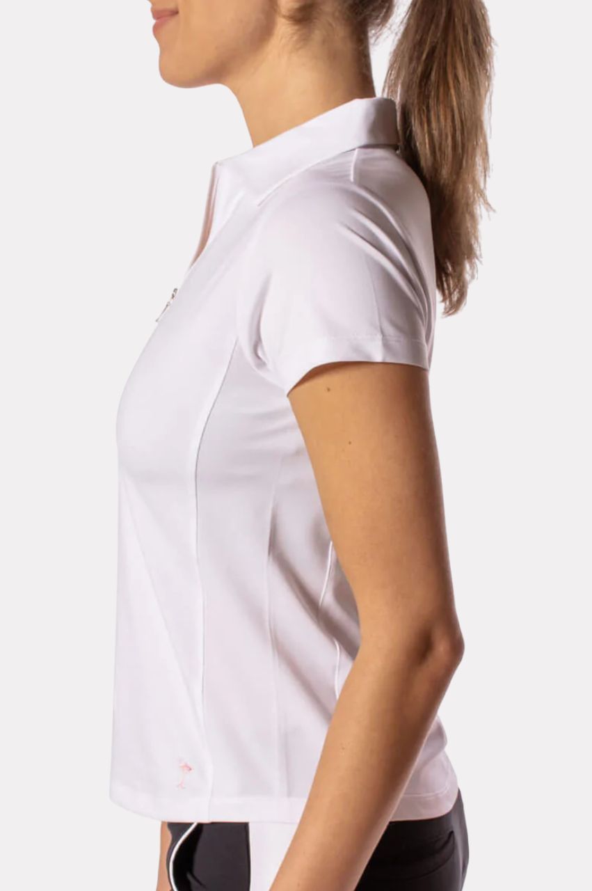Golftini Classic Short Sleeve White Zip Polo
