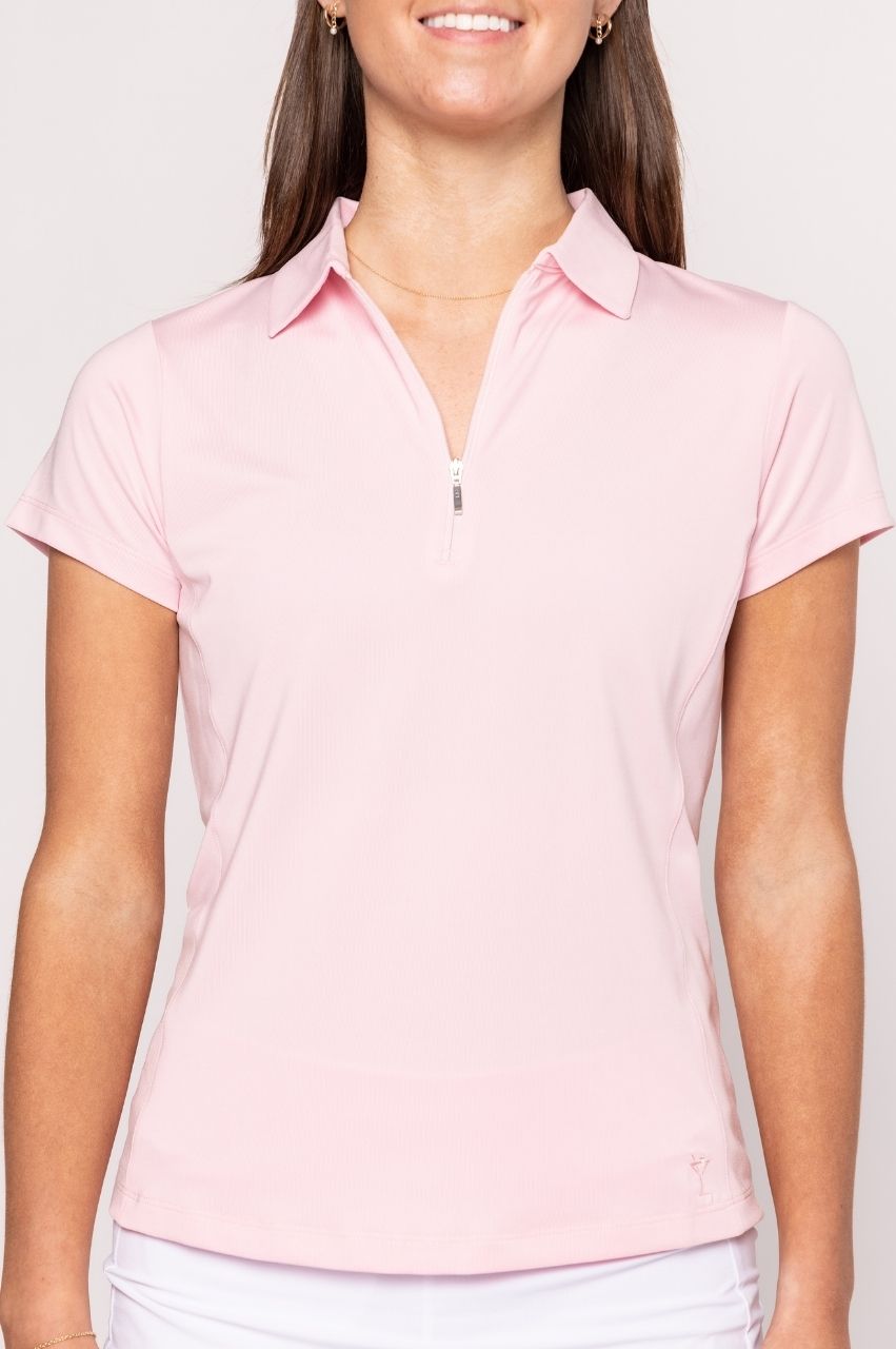 Golftini Classic Short Sleeve Rose Pink Zip Polo