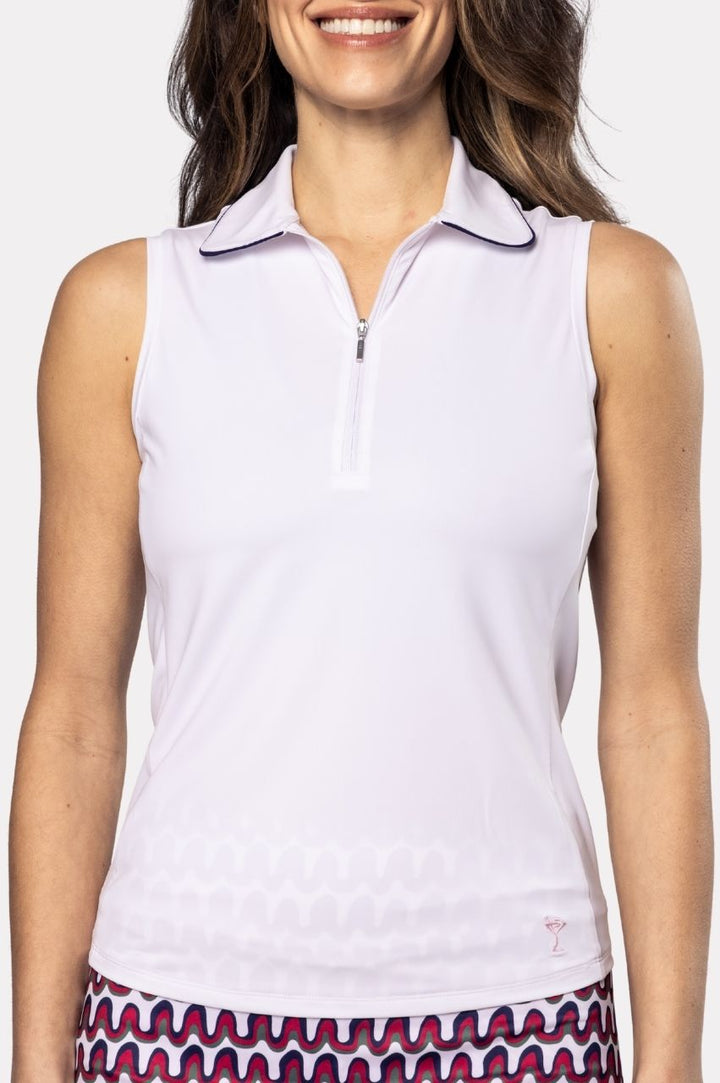Golftini Capri White/Navy Sleeveless Polo