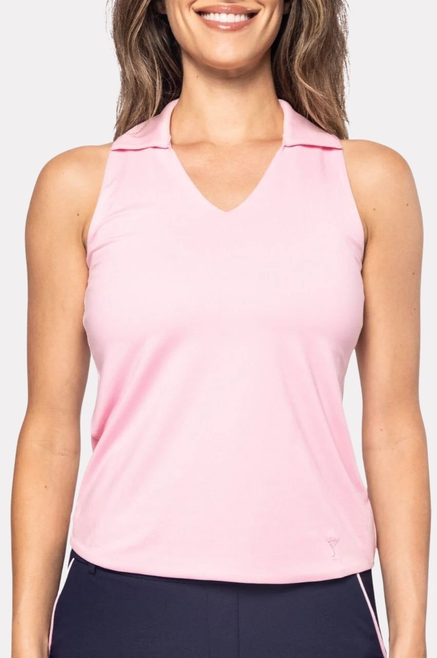 Golftini Lisa Sleeveless Rose Pink Sport Polo