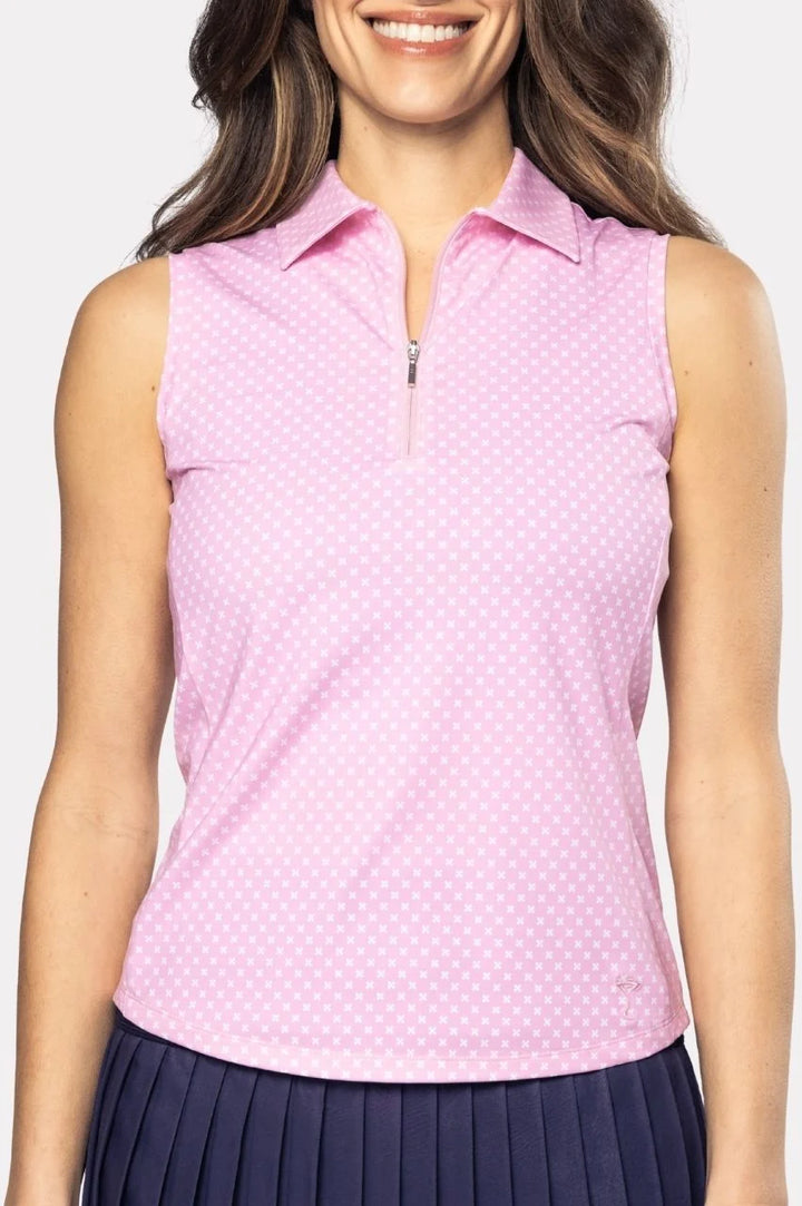 Golftini Cool Girl Rosé Sleeveless Zip Polo